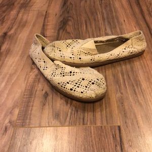 Cream lace slip ons